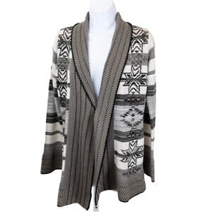 BCBGMaxazria Gray White Open Front Cardigan, Medium